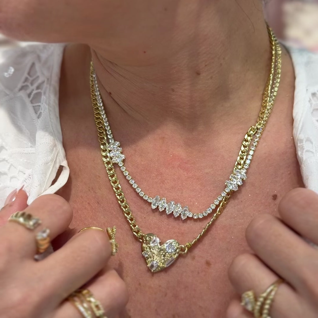 dainty gold necklace, layered design, boutique wholesale, womens accessories, statement piece, trendy style, waterproof, hypoallergenic, tarnish free