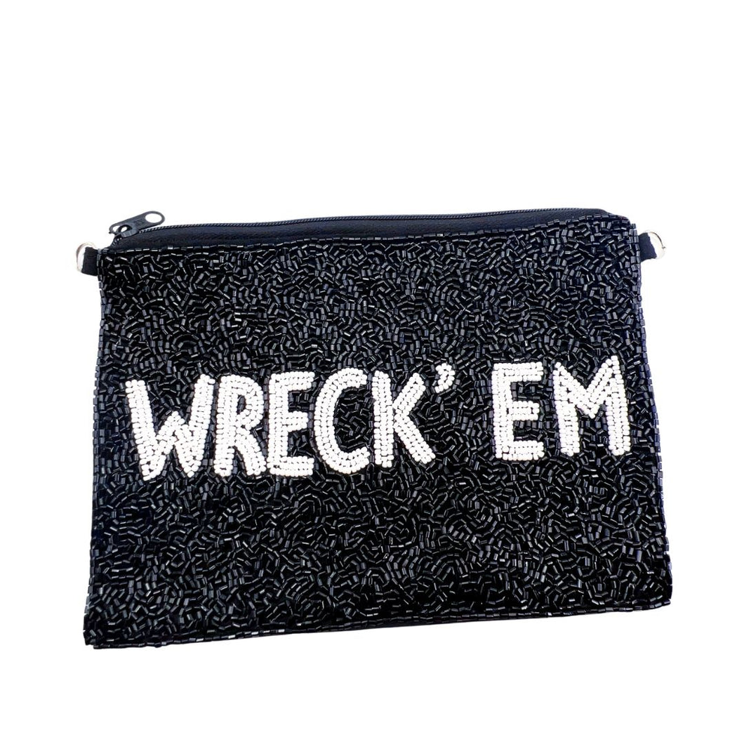 White Beaded pouch Wreck’em