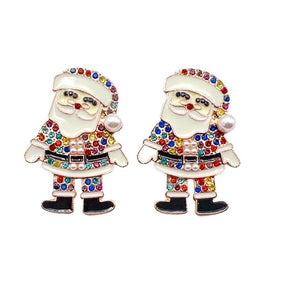 Jeweled Santa Enamel Earrings R37